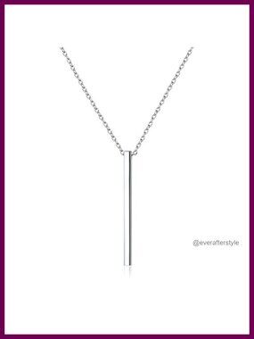 Customizable Vertical Bar Pendant Necklace 925 Sterling Silver Simple Fashion